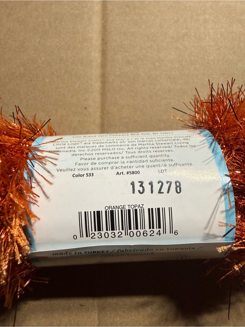 Lion Brand Martha Stewart Crafts Glitter Eyelash Yarn Lot of 14 Orange Topaz - Picture 5 of 8